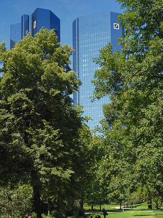 Foto Deutsche Bank mit Bäumen - Frankfurt am Main